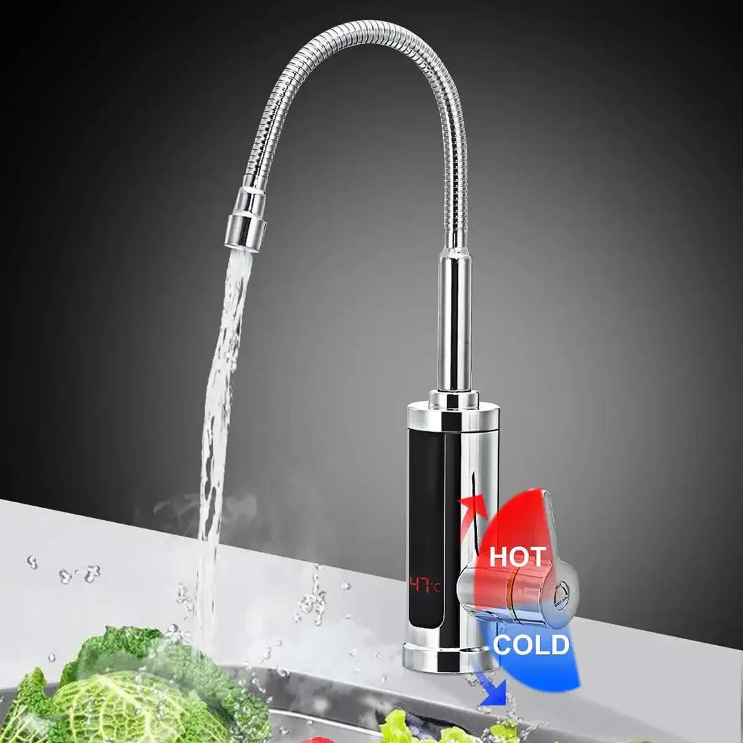 Skanto | FlowHeat 3000W Instant-Warmwasser-Küchenarmatur – Elektrische Mischbatterie mit Temperaturanzeige