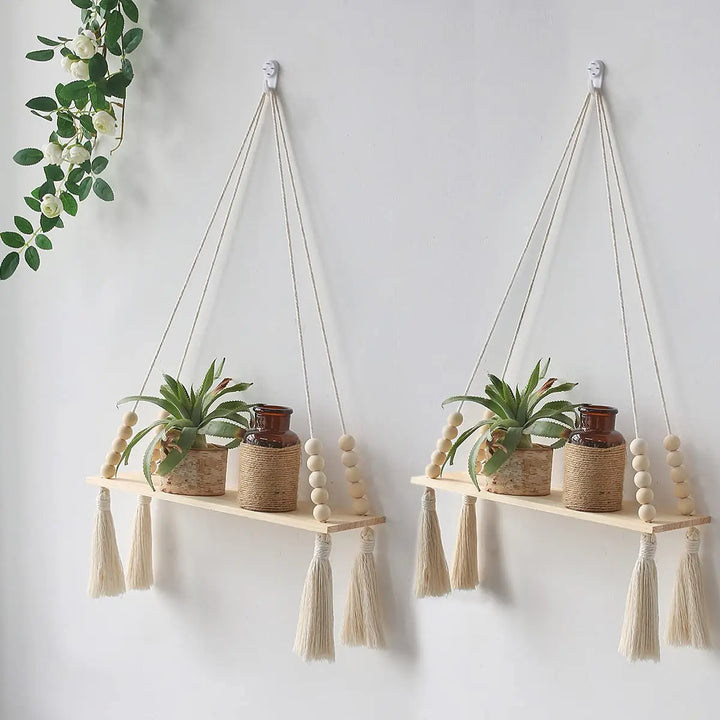 Skanto | Wandregal – Holz – Hängeregale – Boho-Wohndekor – Raumdekoration