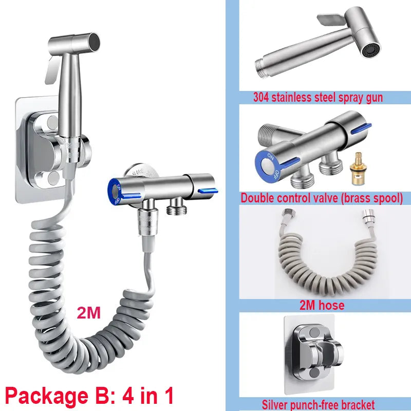 Skanto | Hand-Bidet-Sprühset aus 304 Edelstahl – selbstreinigender Duschkopf für Toiletten-Bidet-Armatur – Hygienische Sprühpistole