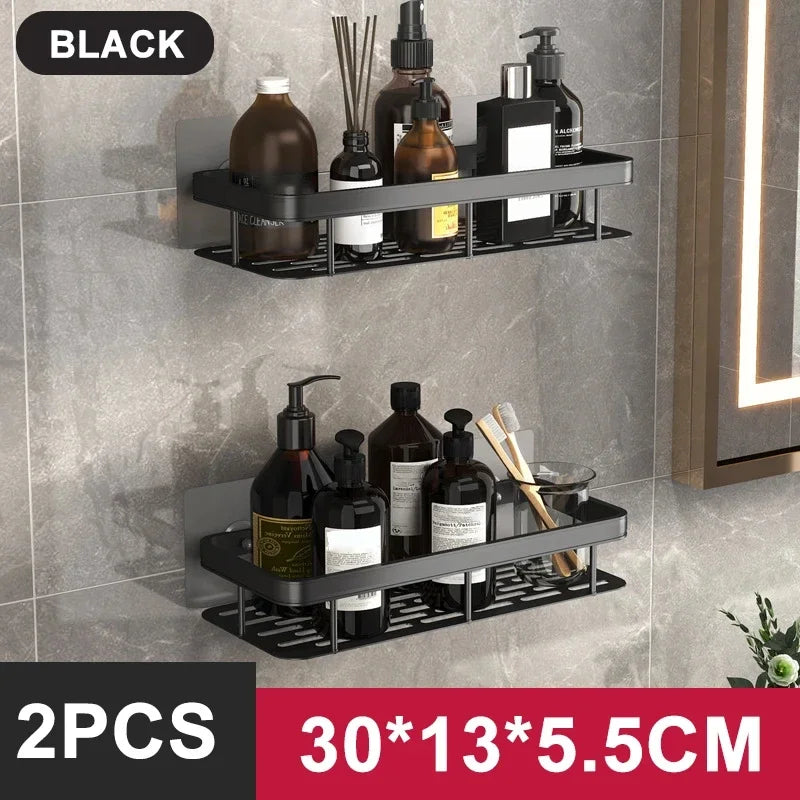 Skanto | Badezimmer-Ablageregal – Eckregal zur Wandmontage ohne Bohren, Duschablage für Toilette und Shampoo-Organizer, Bad-Accessoire