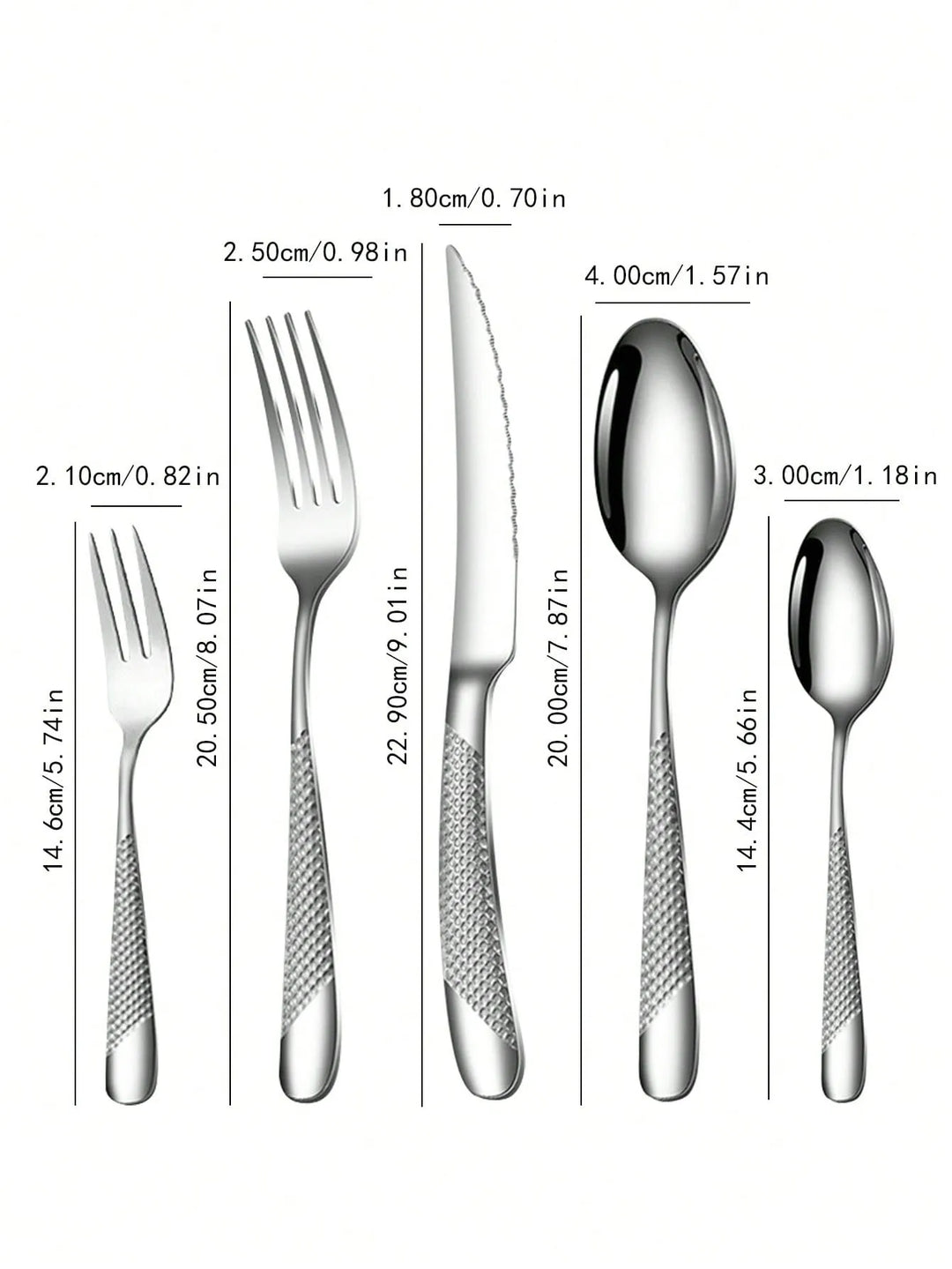 Skanto | Hochwertiges Besteckset aus Edelstahl Silber Stern Diamant - Inklusive Messer, Gabel, Löffel & Dessertgabel & -löffel - 6-teilige/30-teilige Optionen