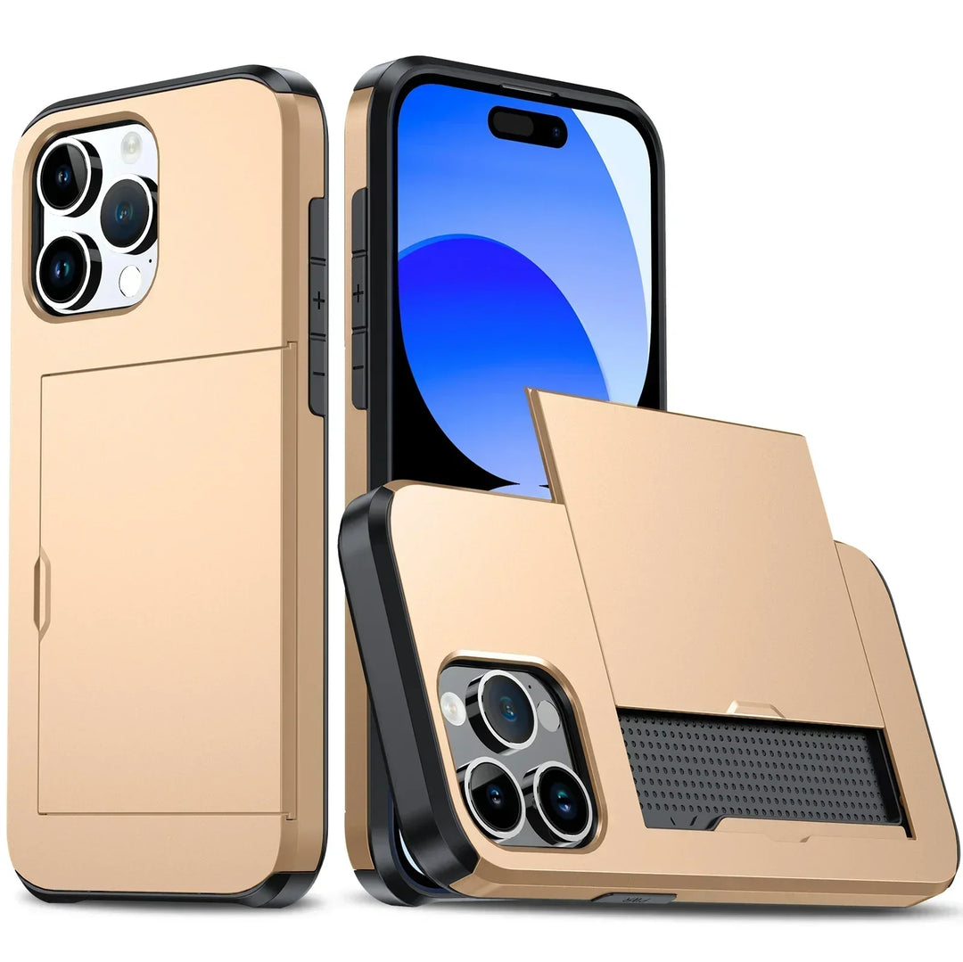 Skanto | LuxShield iPhone Hülle mit Kartenfach | Schlankes Design | Kartenaufbewahrung | Schutz und Stil