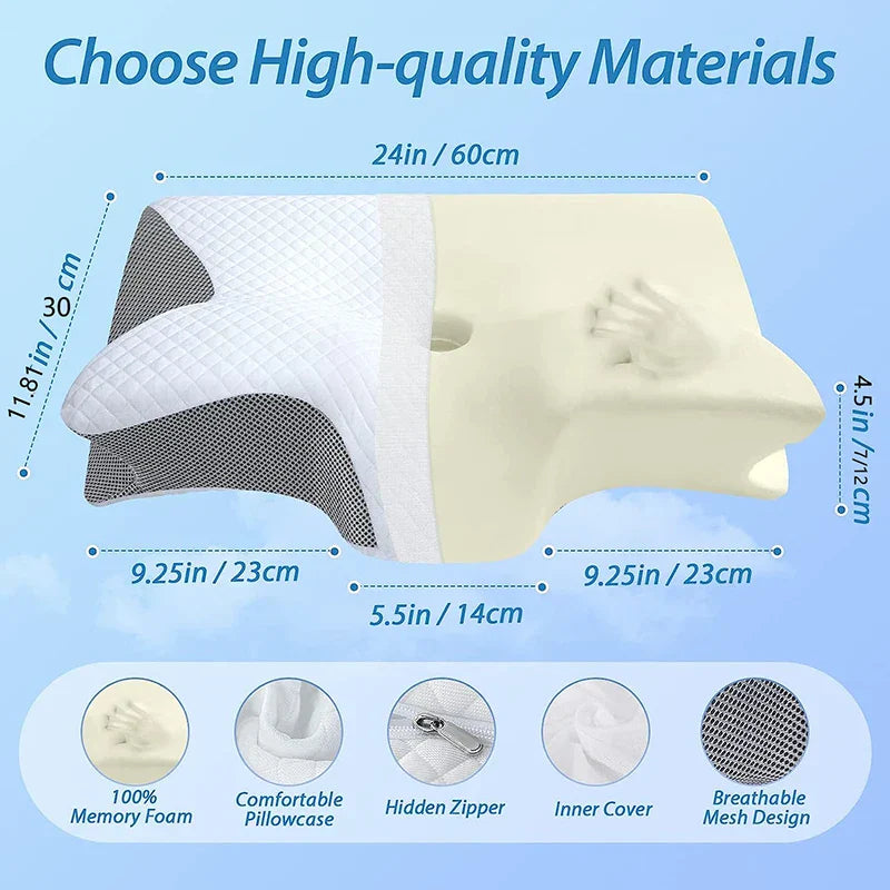 Skanto | Memory Foam Nackenkissen | Ergonomisches 2-in-1-Design zur Linderung von Nackenschmerzen & für komfortablen Schlaf