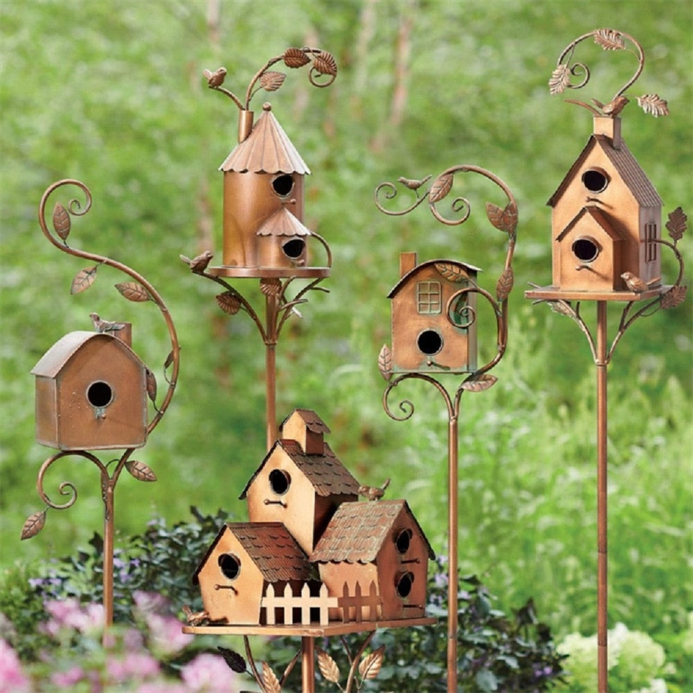 Skanto | Vogelhaus-Gartenstecker aus Metallkunst - Skanto
