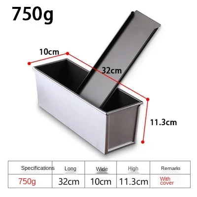 Skanto | Premium Antihaft-Kastenform aus Aluminiumlegierung mit Deckel - Verschiedene Größen (250g/450g/600g/750g/900g/1000g) zum Backen von Brot und Kuchen