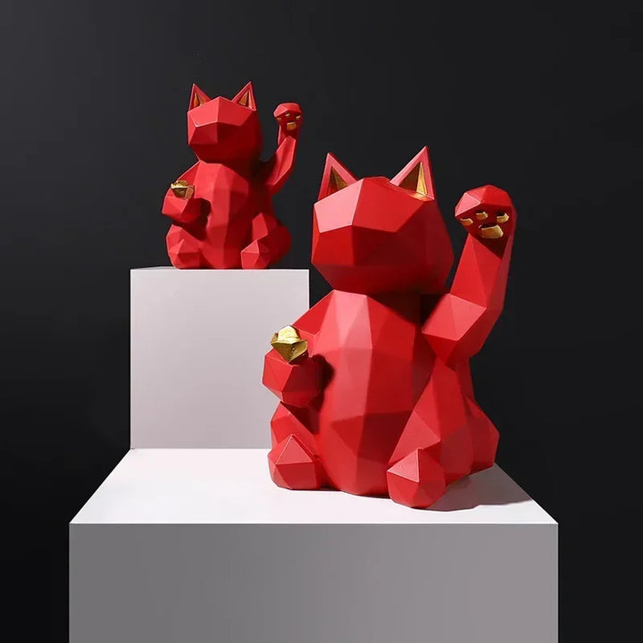 Skanto | Nordische Minimalismus Geometrie Glückskatzen-Statuen