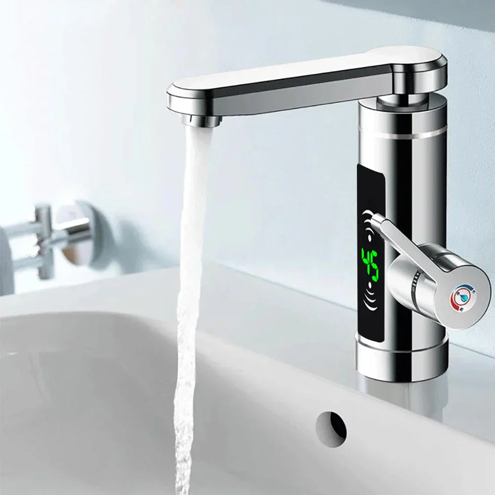 Skanto | ThermoFlow 3000W Instant-Warmwasser-Küchenarmatur mit 360° drehbarem Auslauf – Edelstahl & energieeffizient