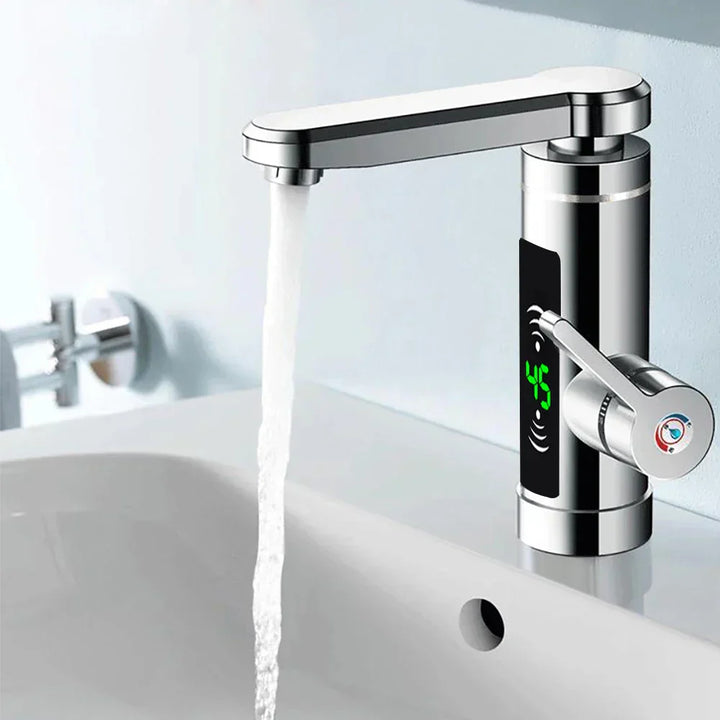 Skanto | ThermoFlow 3000W Instant-Warmwasser-Küchenarmatur mit 360° drehbarem Auslauf – Edelstahl & energieeffizient