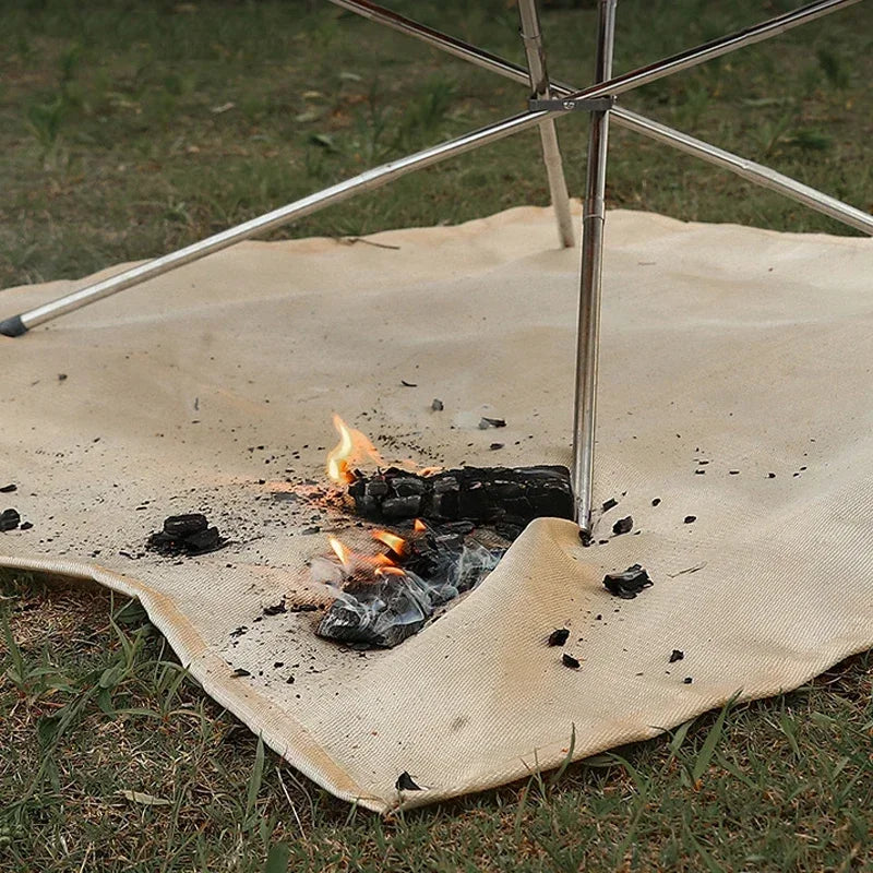 Skanto | CampVita Brandschutz Campingmatte | Hitzebeständig & Feuerfest | Ideal für Grills & Lagerfeuer | Fiberglas Beige