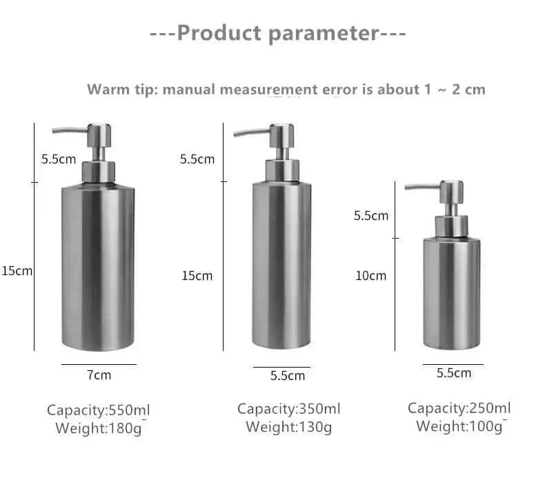 Skanto | Eleganter Edelstahl-Handpumpen-Seifenspender 250ml/350ml/550ml