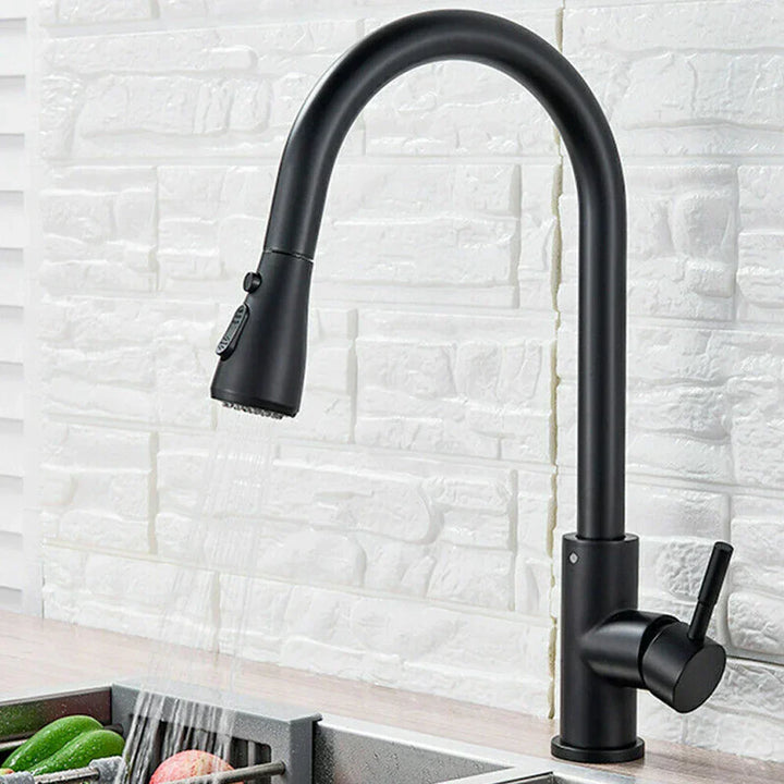 Skanto | Ausziehbarer Wasserhahn mit Einhebelmischer – Flexibler Wasserhahn mit Duschfunktion, hochwertiger Edelstahl, ideal für moderne Küchen, einfache Installation