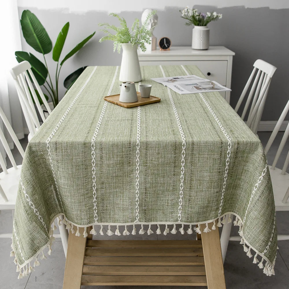TasseledCharm | Baumwoll-Leinen-Tischdecke