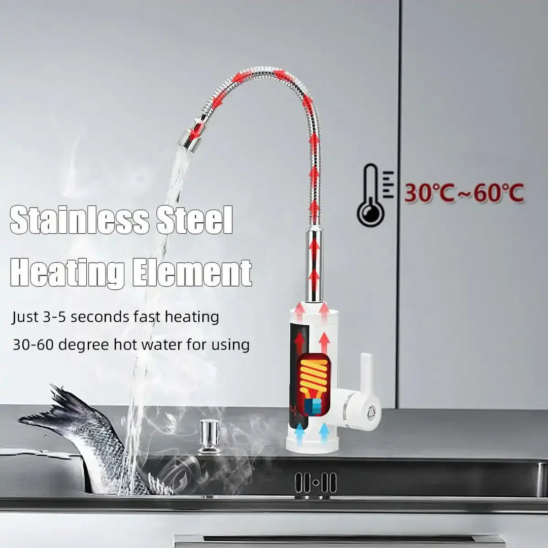 Skanto | FlowHeat 3000W Instant-Warmwasser-Küchenarmatur – Elektrische Mischbatterie mit Temperaturanzeige