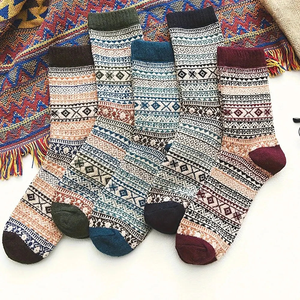 Skanto | Woolina | Damen Wollsocken Set | 5 Paar | Extra dick & warm | Herbst & Winter