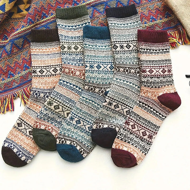 Skanto | Woolina | Damen Wollsocken Set | 5 Paar | Extra dick & warm | Herbst & Winter