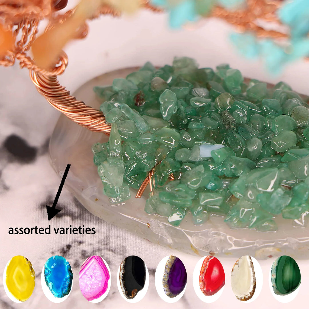 Skanto | AuroraTree Kristallbaum | Natur-Edelsteine | Achat-Basis & Kupferdraht | Feng Shui Glücksbaum 10 cm