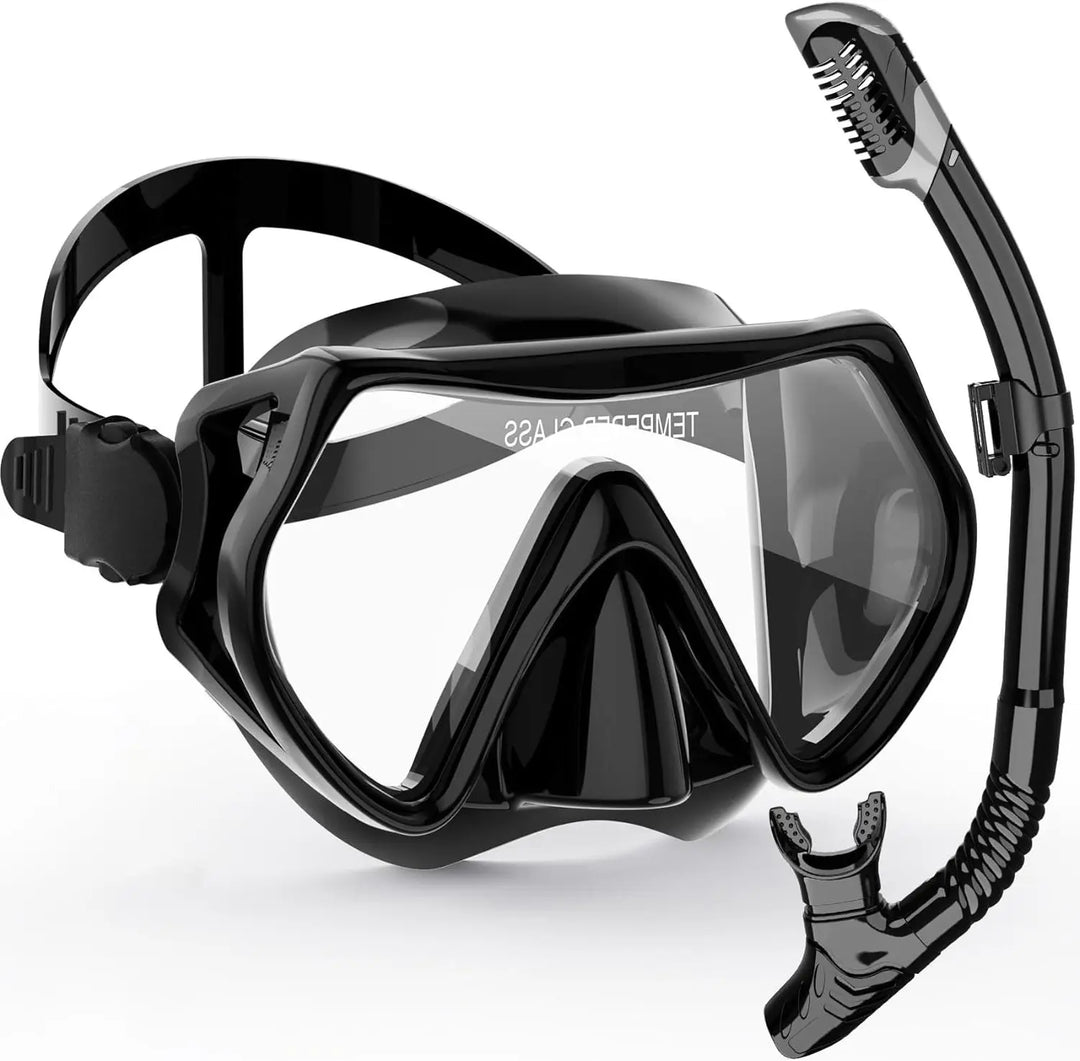 Skanto | AquaVision Schnorchelmasken-Set für Erwachsene | Anti-Beschlag & Schlagfest | Silikon-Dichtlippe & Trockenschnorchel | 180° Sichtfeld