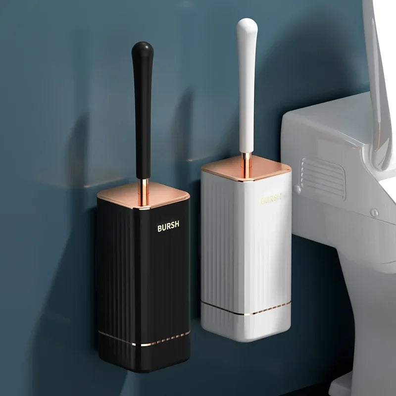 Skanto | CleanFlex Toilettenbürsten-Set | Wandmontage ohne Bohren | Tiefenreinigung mit weichen TPR-Borsten