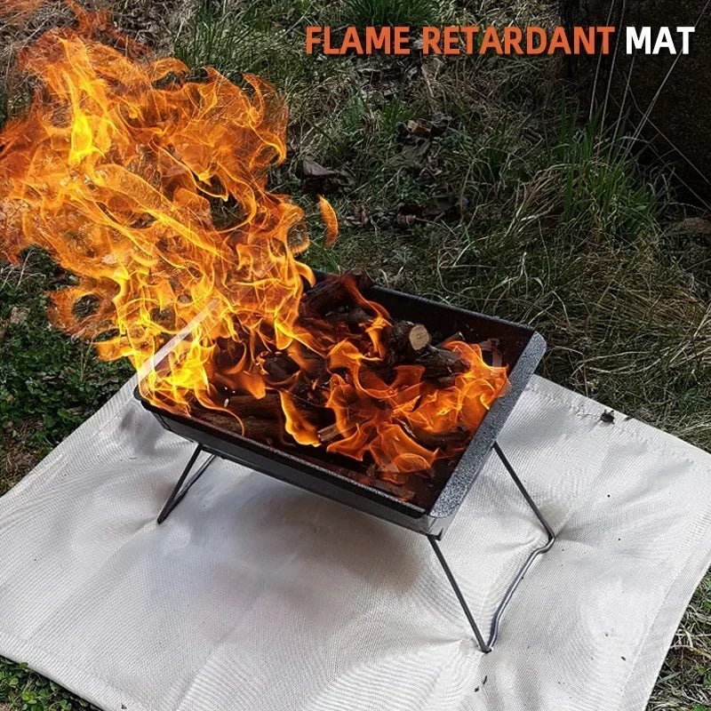 Skanto | CampVita Brandschutz Campingmatte | Hitzebeständig & Feuerfest | Ideal für Grills & Lagerfeuer | Fiberglas Beige