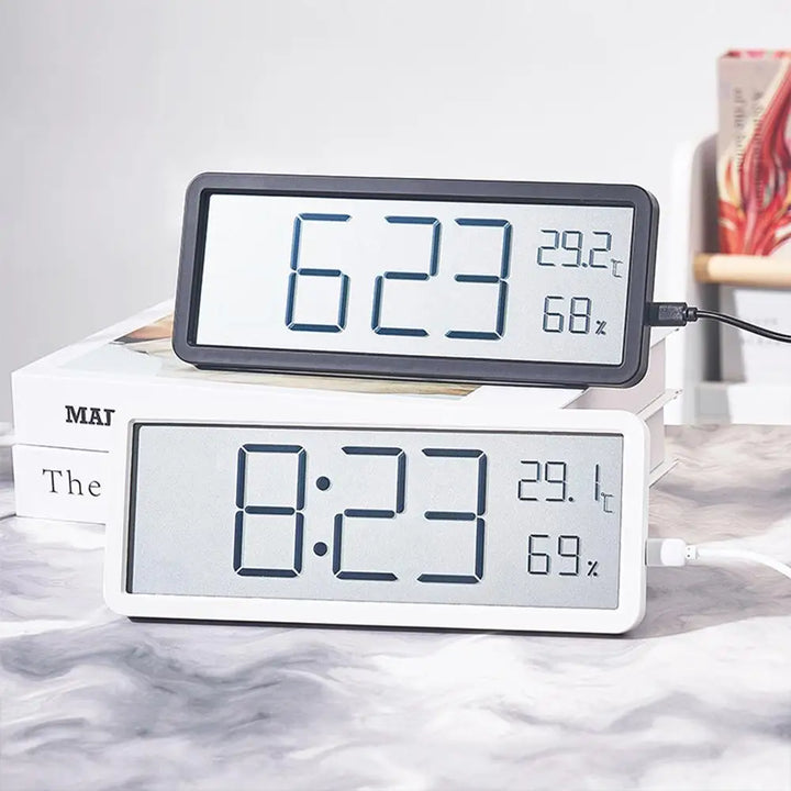 Skanto | TimeVibe Große LED-Digitalwanduhr mit Temperatur- und Feuchtigkeitsanzeige
