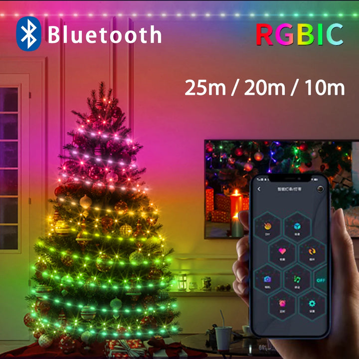 Skanto Bluetooth Feen-Lichterkette – Wasserdichte LED-Girlande für den Weihnachtsbaum, App- & fernbedienbare Weihnachtsdekoration