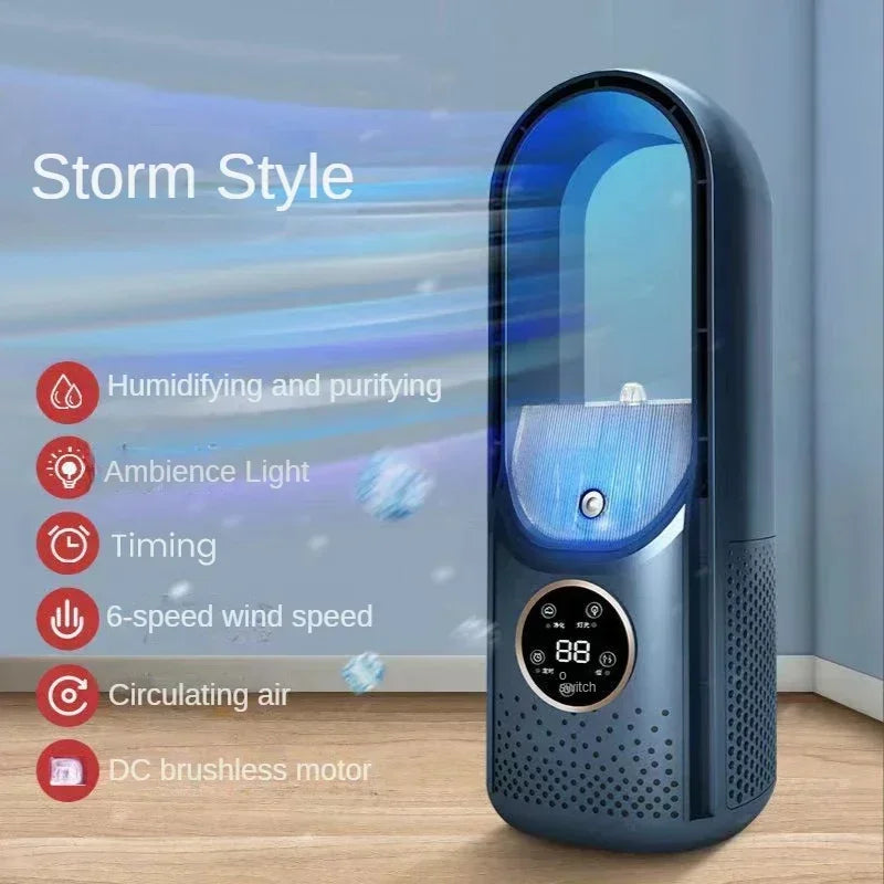 Skanto | AeroCool Breeze Bladeless Fan 2025 | 6 Geschwindigkeiten | Leiser Luftkühler & Luftbefeuchter | USB-Anschluss | Für Büro & Zuhause