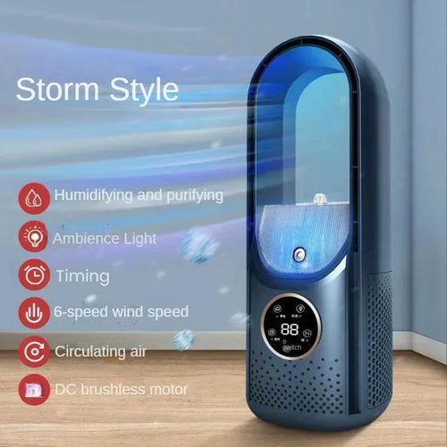 Skanto | AeroCool Breeze Bladeless Fan 2025 | 6 Geschwindigkeiten | Leiser Luftkühler & Luftbefeuchter | USB-Anschluss | Für Büro & Zuhause