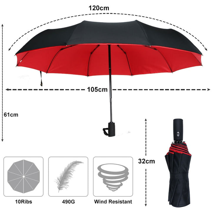 Skanto | StormShield Automatischer Regenschirm – Windfester Sturmschirm mit umgekehrtem Schließmechanismus