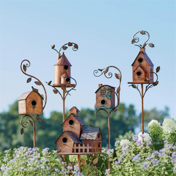 Skanto | Vogelhaus-Gartenstecker aus Metallkunst - Skanto