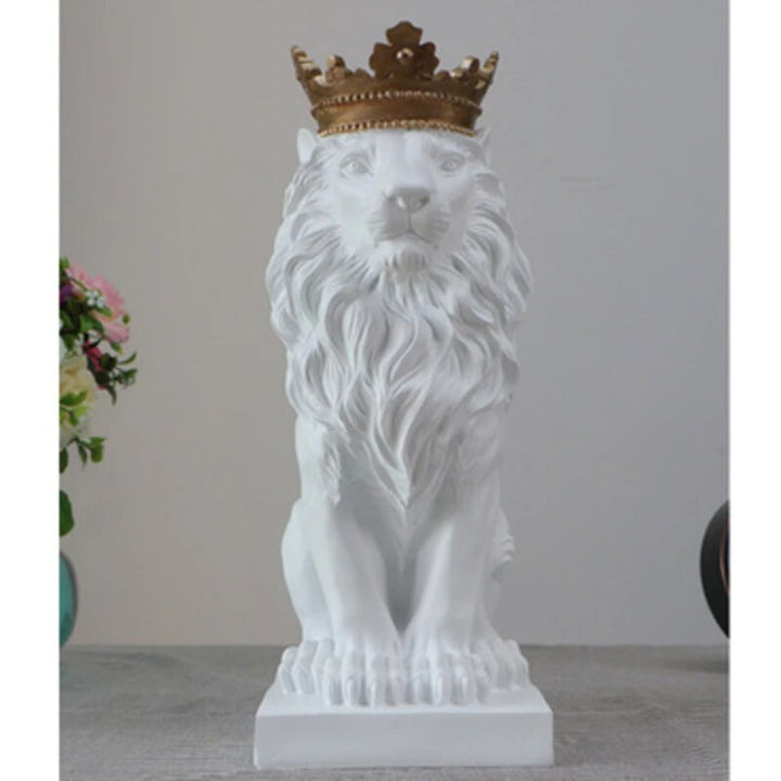 Skanto Tierfigur Harz Kronenlöwen-Statue Handgemachtes Kunstwerk Geschenk Home Office Dekor Ornament Wohnzimmer Schreibtisch Heimdekoration