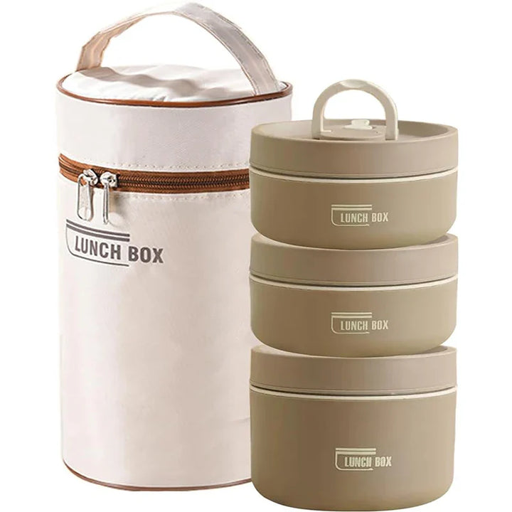 Skanto | Tragbares isoliertes Lunchbox-Set – 3 stapelbare Thermo-Essensbehälter für Erwachsene und Kinder