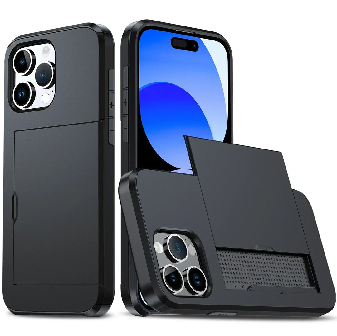 Skanto | LuxShield iPhone Hülle mit Kartenfach | Schlankes Design | Kartenaufbewahrung | Schutz und Stil