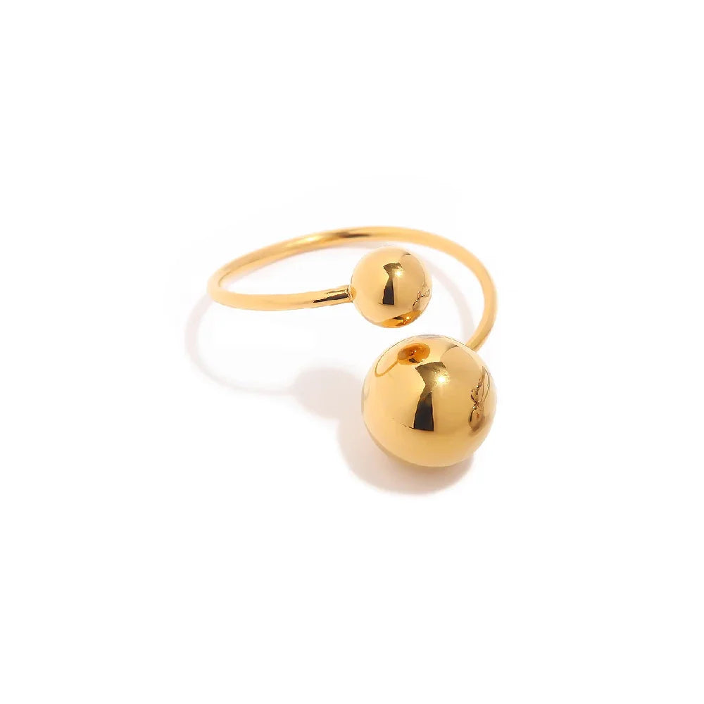 Skanto | 18k Markanter offener Ring mit zwei Kugeln