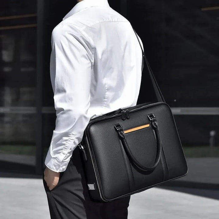 Skanto | Manhattan Business-Laptoptasche aus Leder – Umhängetasche für Dokumente