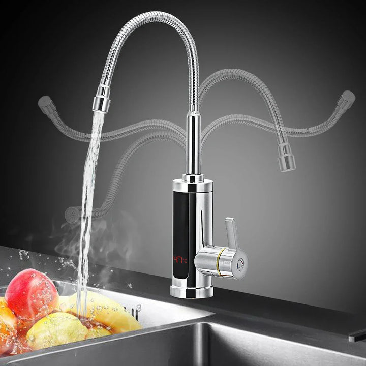 Skanto | FlowHeat 3000W Instant-Warmwasser-Küchenarmatur – Elektrische Mischbatterie mit Temperaturanzeige