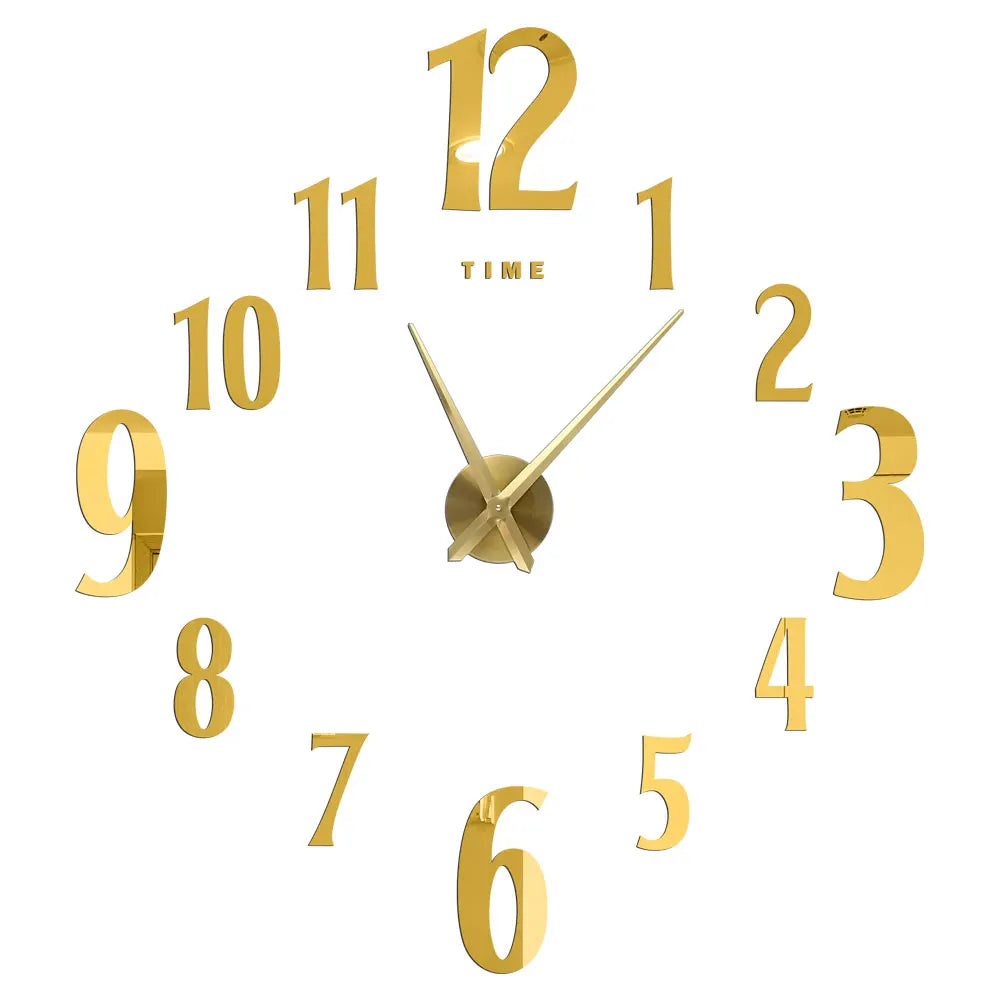 Große DIY 3D Spiegel Acryl Wanduhr für Küche, Esszimmer, Wohnzimmer | Skanto