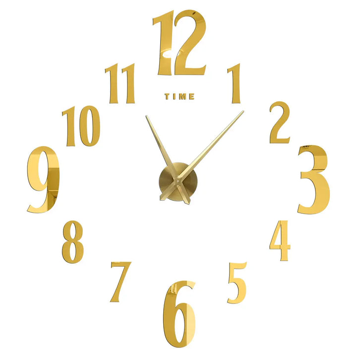 Große DIY 3D Spiegel Acryl Wanduhr für Küche, Esszimmer, Wohnzimmer | Skanto