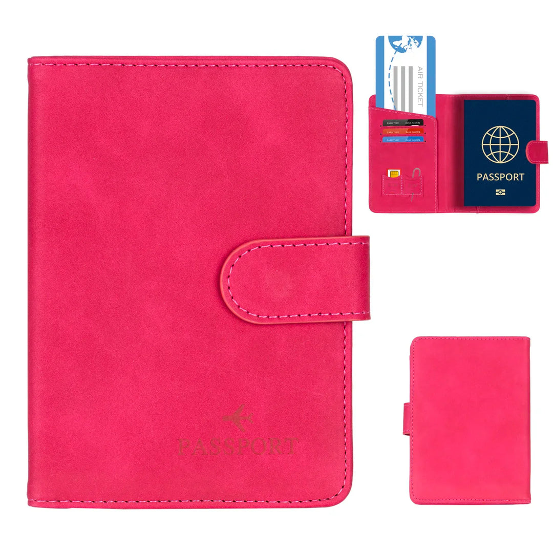 Skanto | Travello Reisepasshülle | RFID-Schutz | Echtes Leder-Optik | Für Damen und Herren