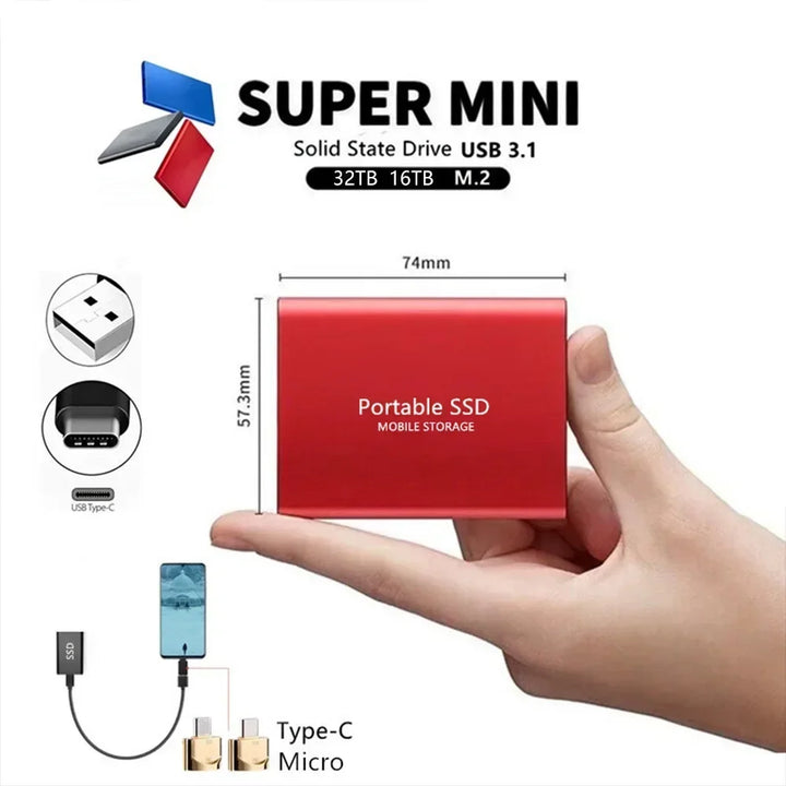 Skanto | Hochgeschwindigkeits-Externe Solid State Drive 1TB Tragbare Externe Festplatte SSD 2TB Externe SSD Festplatte für Laptop Mac