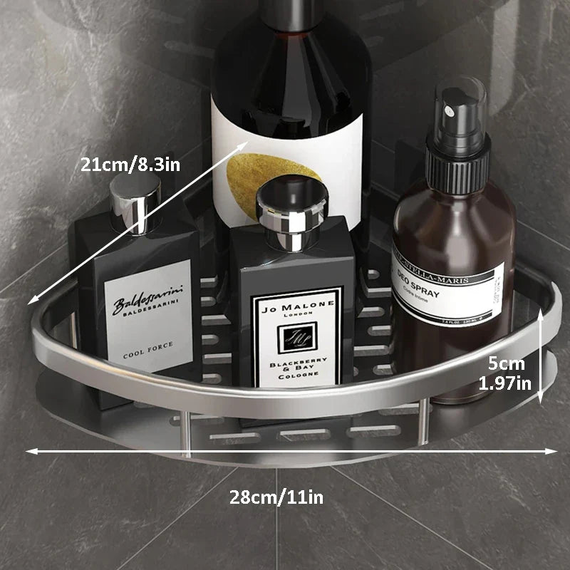 Skanto | Badezimmer-Ablageregal – Eckregal zur Wandmontage ohne Bohren, Duschablage für Toilette und Shampoo-Organizer, Bad-Accessoire