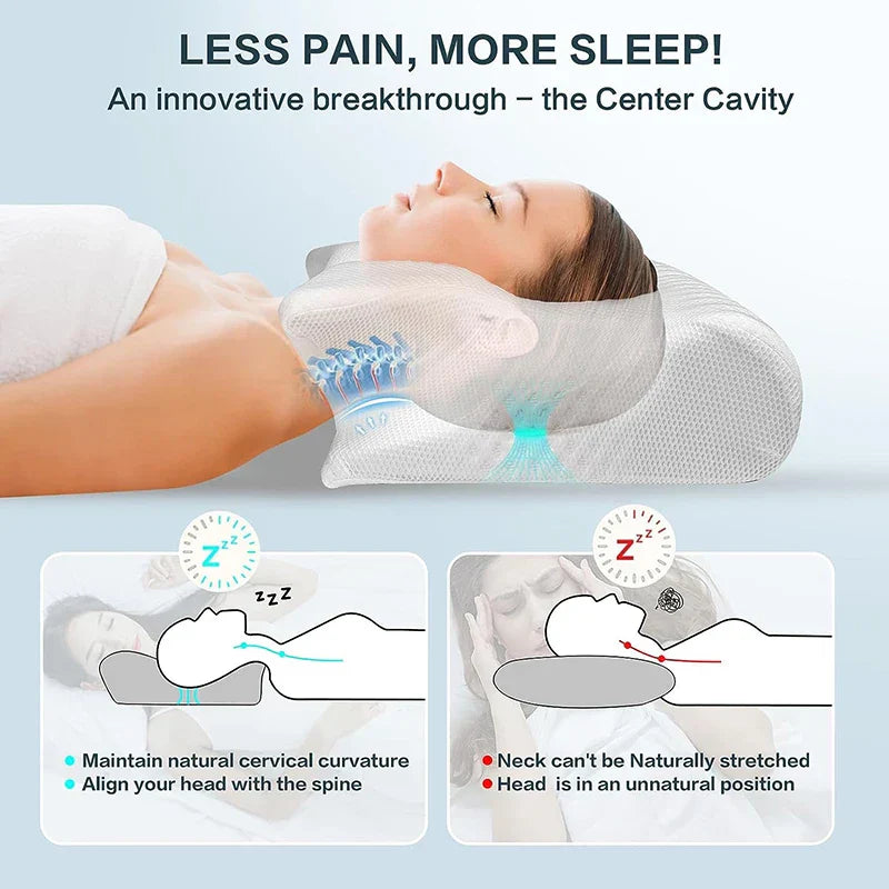 Skanto | Memory Foam Nackenkissen | Ergonomisches 2-in-1-Design zur Linderung von Nackenschmerzen & für komfortablen Schlaf