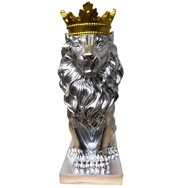 Skanto Tierfigur Harz Kronenlöwen-Statue Handgemachtes Kunstwerk Geschenk Home Office Dekor Ornament Wohnzimmer Schreibtisch Heimdekoration