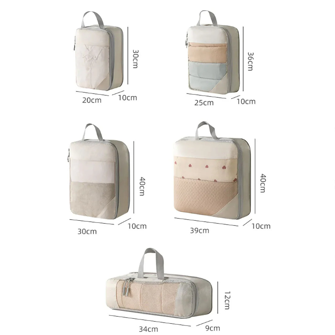 Skanto | PackNest Kompressions-Organizer-Set | 5-teilig | Platzsparend & Wasserabweisend | Ideal für Reise & Alltag