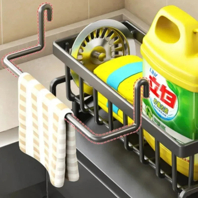 Skanto | Kitchen Soft Sponge Holder | Multifunktionaler Abtropfständer | Für Spüle, Tücher & Spülmittel | Organizer-Regal