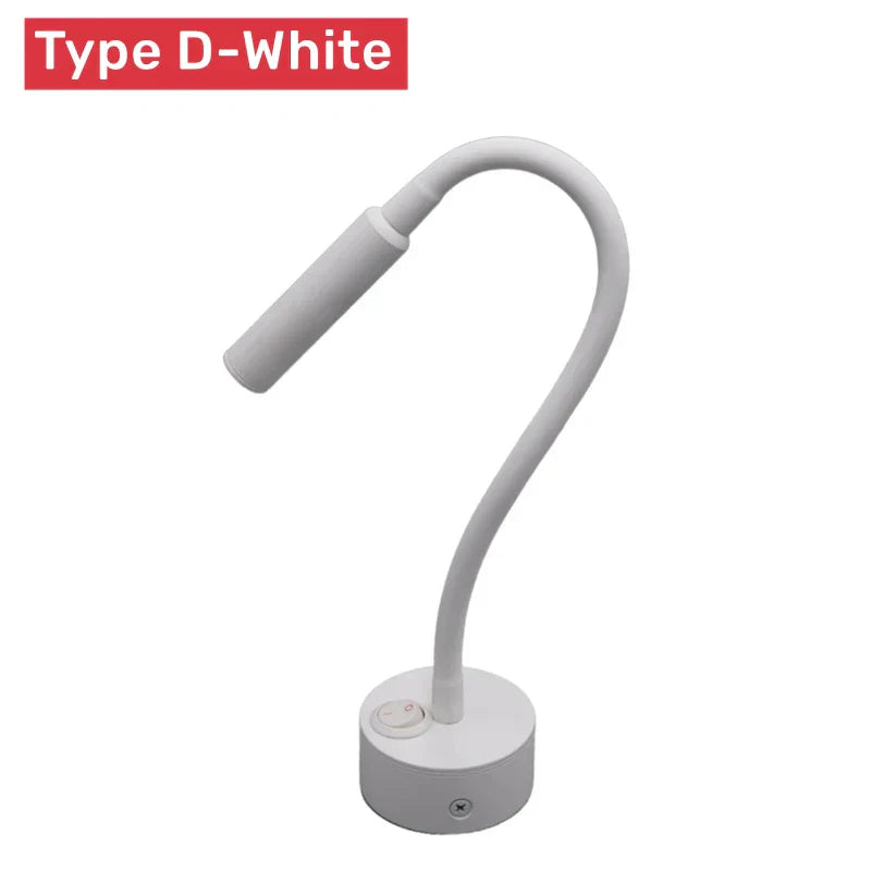 Skanto | Moderne flexible LED-Leselampe mit Schalter für Schlafzimmer und Arbeitszimmer – 1W/3W