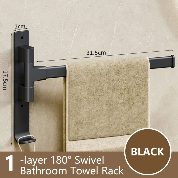 Skanto | Rotbart Handtuchstange Rotbart Handtuchhalter Weltraum Aluminium 1/2/3/4/5-Stangen Handtuchhalter Küchenregal Küchen-Hängeregal Wandmontage