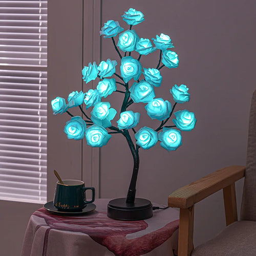 Skanto | RGB Rosenblütenbaum Lichter 24LED USB Batterie Tischlampe Feen Nachtlicht Home Party Weihnachten Hochzeit Schlafzimmer Dekoration Geschenk