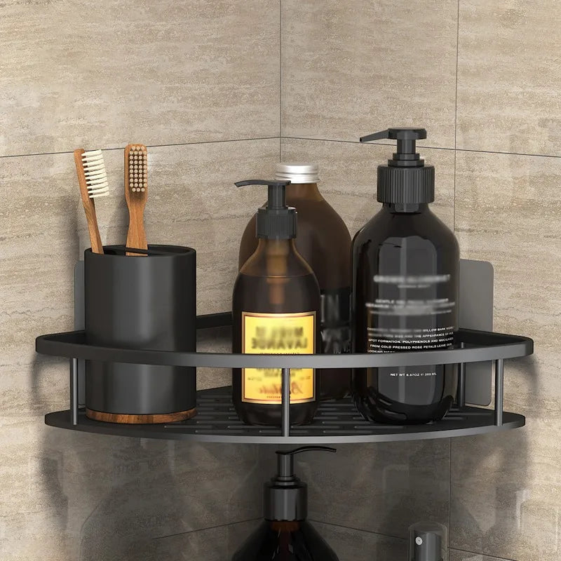 Skanto | Badezimmer-Ablageregal – Eckregal zur Wandmontage ohne Bohren, Duschablage für Toilette und Shampoo-Organizer, Bad-Accessoire