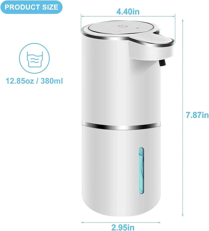 Skanto | Smarter 380ml berührungsloser Schaumseifenspender – USB wiederaufladbar, 4-stufige Schaumvolumen-Einstellung
