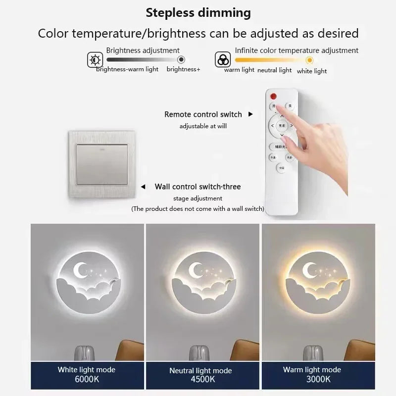 Skanto | Magische LED-Wandlampe – Mond & Sterne Nachtlicht